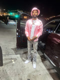 “Not 4 Social Distance” Varsity Jacket (Light Pink)