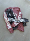 “Billionsclothing” Long Sleeve Tee (Dark Grey/White)