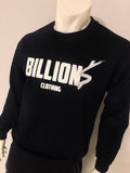 “Billion$ Clothing” Crew Neck Pullover Sweater (Black/White/Reflective)