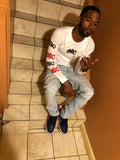 “B$C” Long Sleeve Logo Tee (White/Navy Blue/Red)