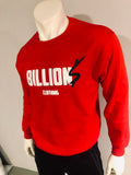 “Billion$ Clothing” Crew Neck Pullover Sweater (Red/White/Black)