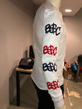 “B$C” Long Sleeve Logo Tee (White/Navy Blue/Red)